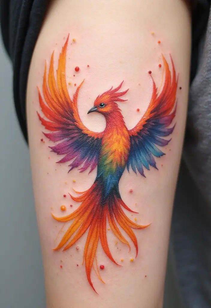 30 Rise of the Phoenix Tattoos That Symbolize Rebirth - 5. Watercolor Phoenix