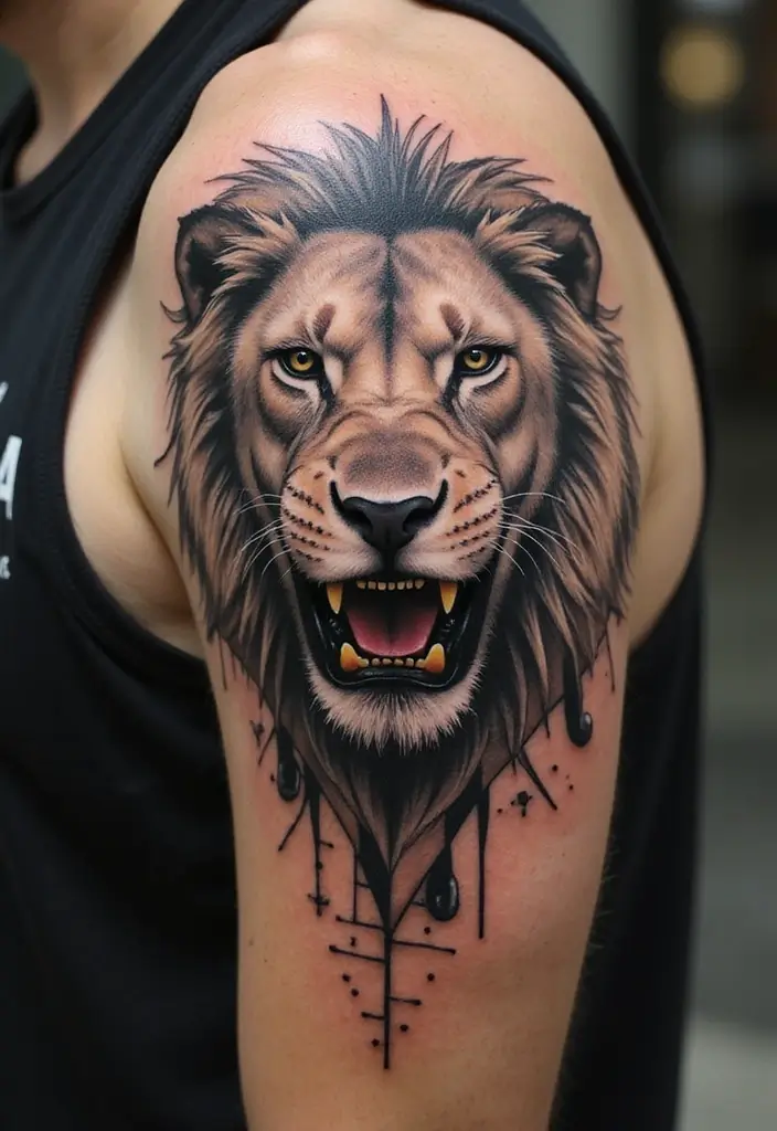 30 Roar Lion Tattoo Inspirations That Show Strength - 5. Geometric Lion: Modern Appeal