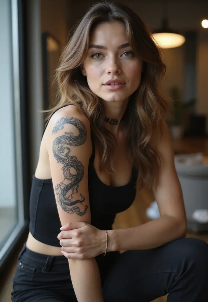 30 Snake Body Tattoo Designs That Look Striking - 5. Geometric Snake