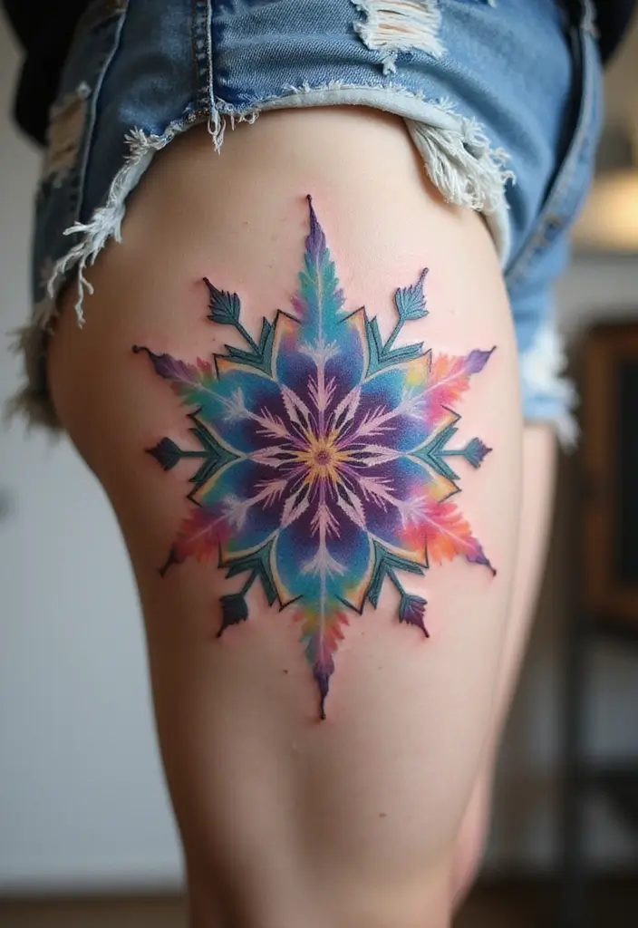 30 Snowflake Tattoo Ideas with Delicate and Unique Patterns - 5. Snowflake Mandala