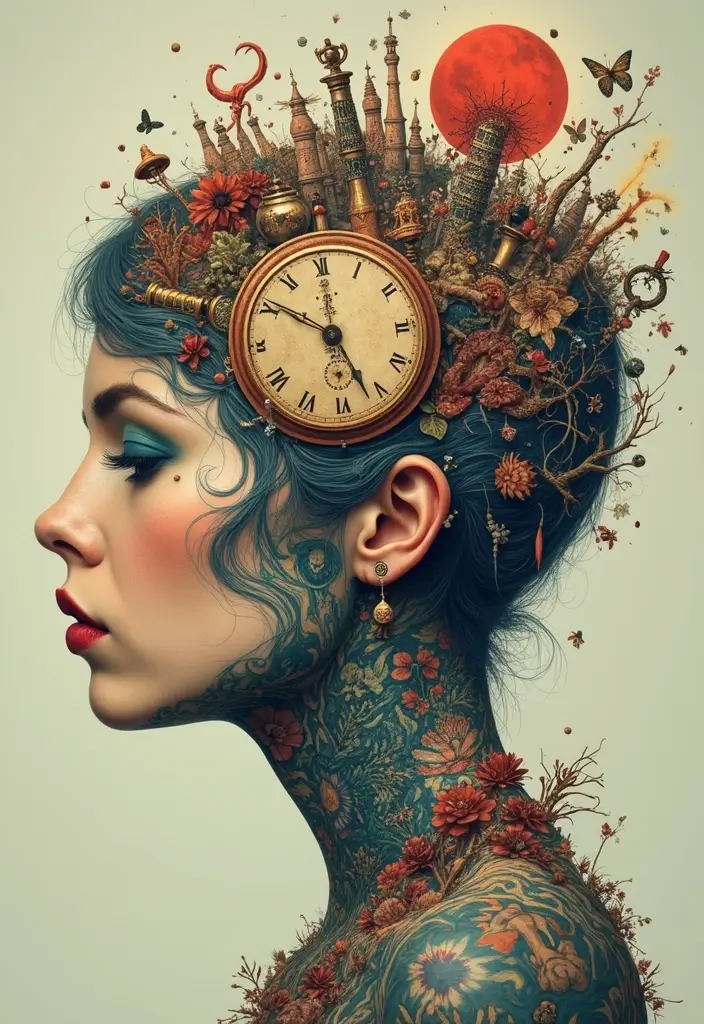 30 Bold Tattoo Head Designs That Stand Out - 5. Surrealist Art