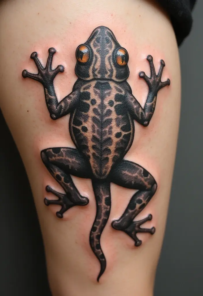 30 Tree Frog Tattoos with Playful and Unique Vibes - 5. Tribal Tree Frog Tattoo