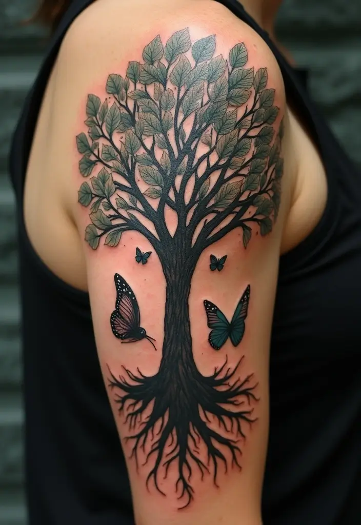 30 Tree on Shoulder Tattoo Ideas That Look Stunning - 5. The Enigmatic Banyan