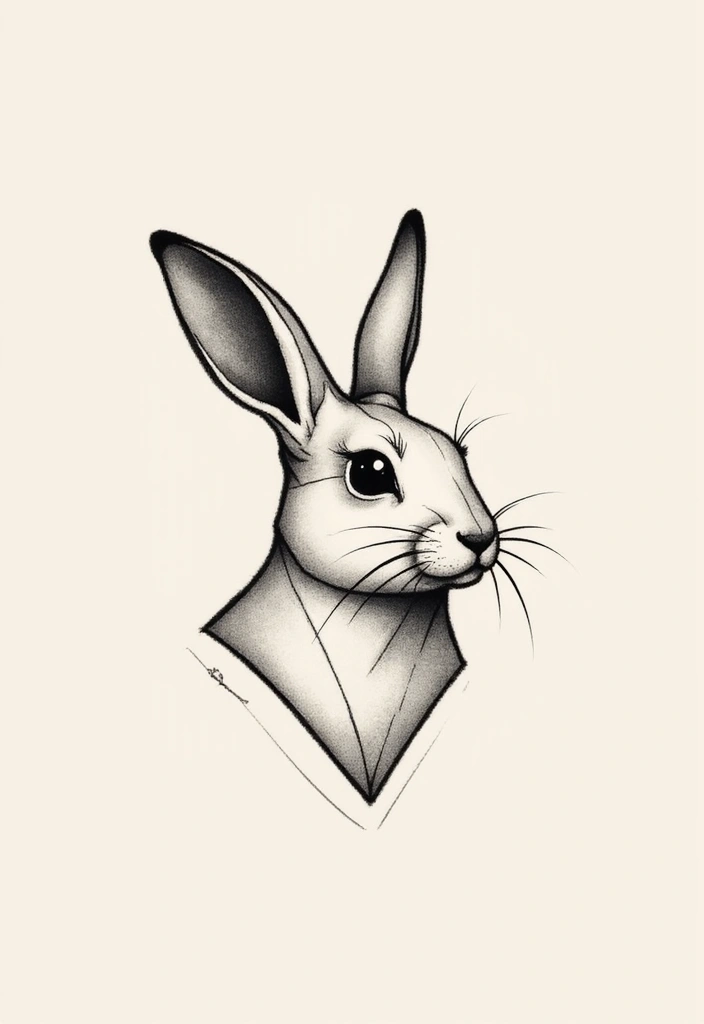30 American Traditional Rabbit Tattoo Inspirations - 6. Geometric Rabbit
