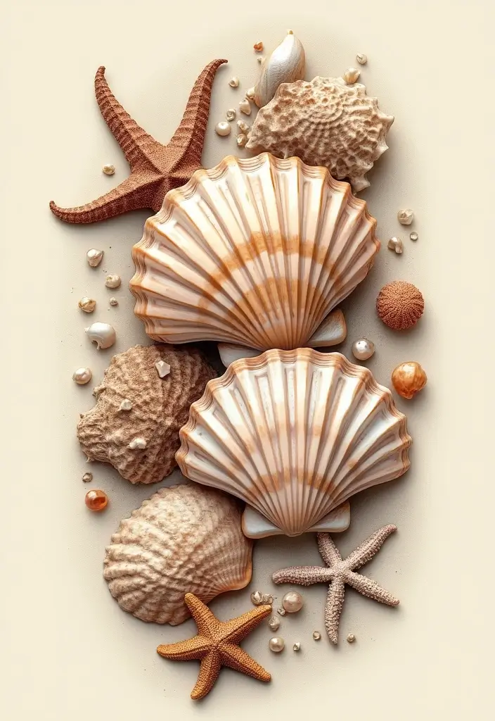 30 Beach Tattoos for Guys with Laid-Back and Cool Vibes - 6. Seashell Collection