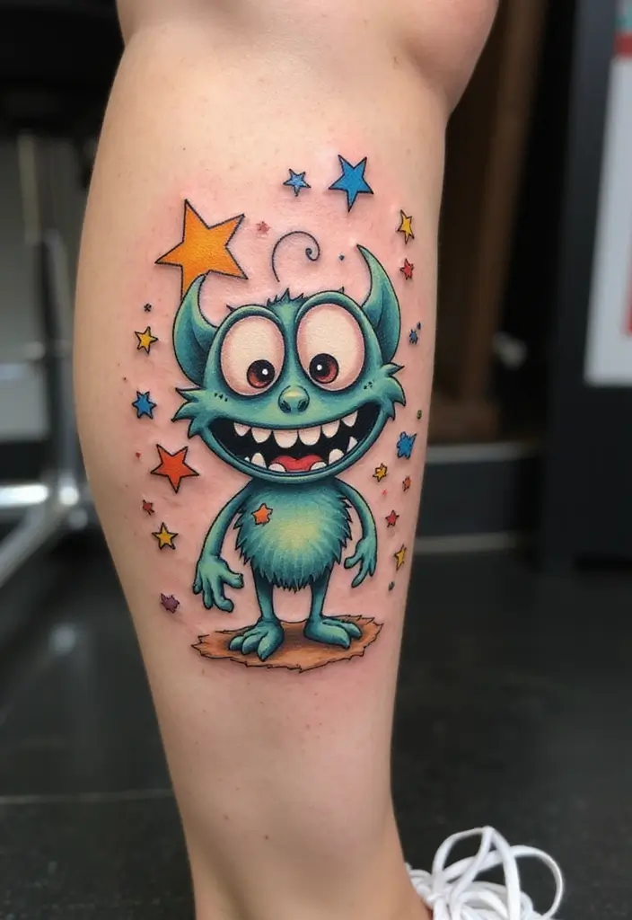 30 Cartoon Tattoo Ideas That Are Fun and Creative - 6. Adorable Monsters