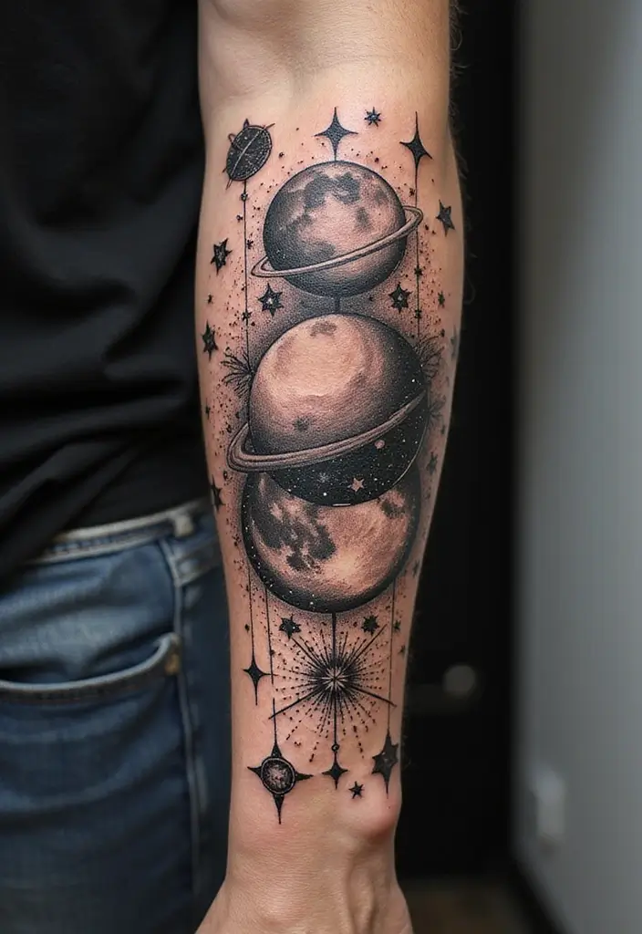 30 Celestial Star Tattoo Inspirations Full of Magic - 6. Celestial Patterns
