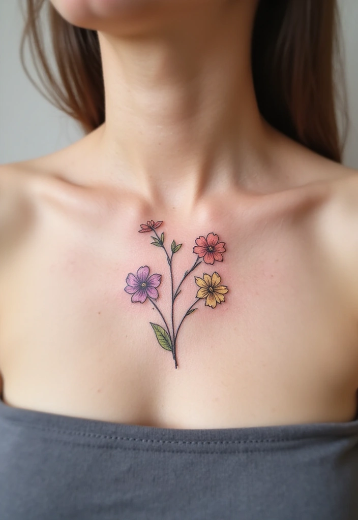 30 Colorful Daisy Tattoo Inspirations Full of Joy - 6. Minimalist Outline Daisies