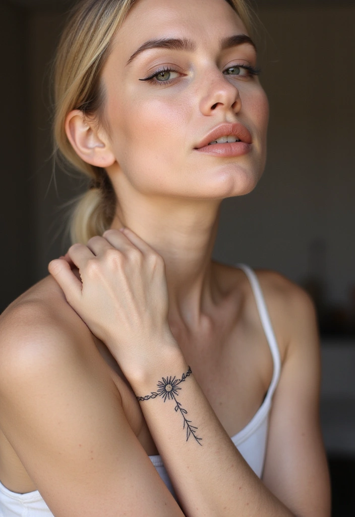 30 Daisy Chain Tattoo Inspirations for a Delicate Look - 6. Minimalist Line Art