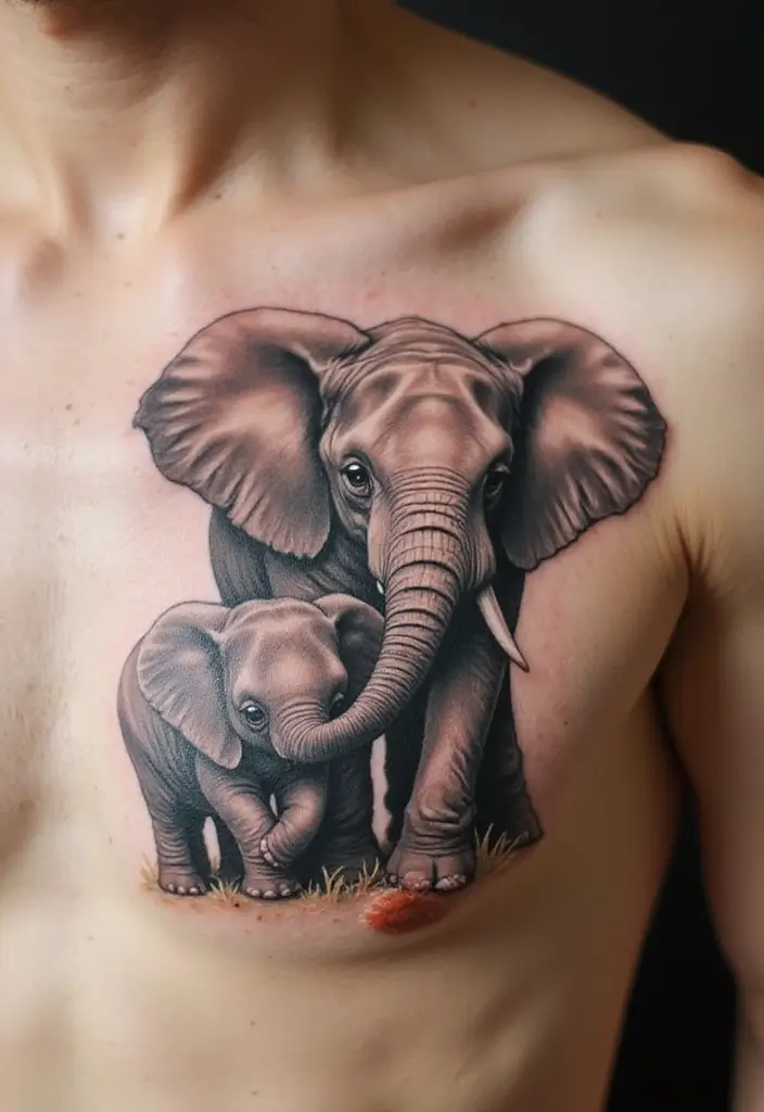 30 Elephant Tattoo Designs That Represent Strength and Wisdom - 6. Elephant Family Portrait