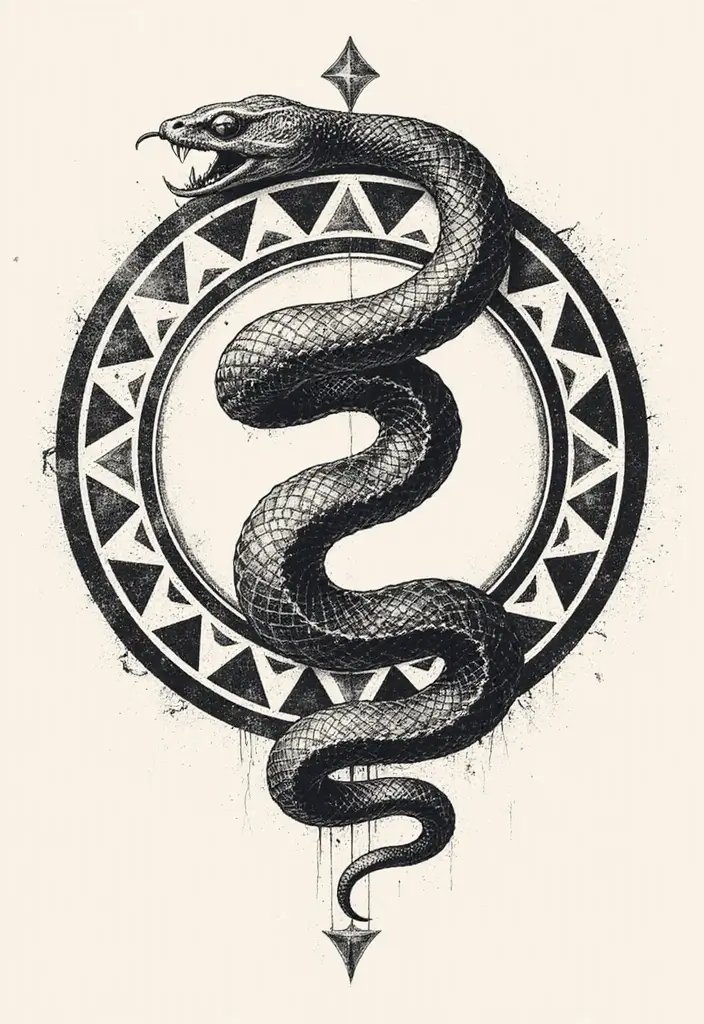 30 Geometric Snake Tattoo Ideas with Unique Patterns - 6. Circular Snake Design
