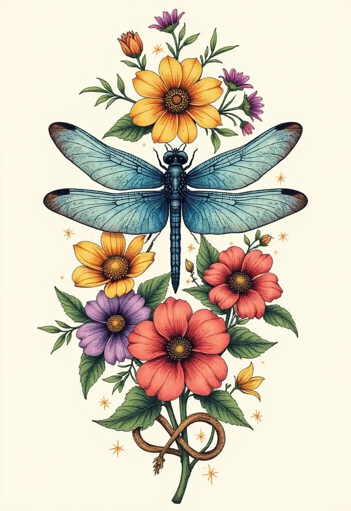 30 Infinity Dragonfly Tattoo Designs with Meaning - 6. Nature-Inspired Infinity Dragonfly