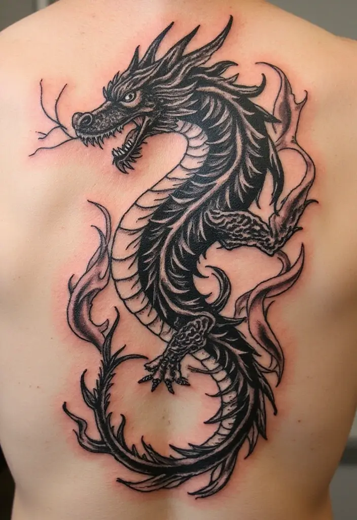 30 Masculine Tribal Tattoos Full of Power and Legacy - 6. The Tribal Dragon