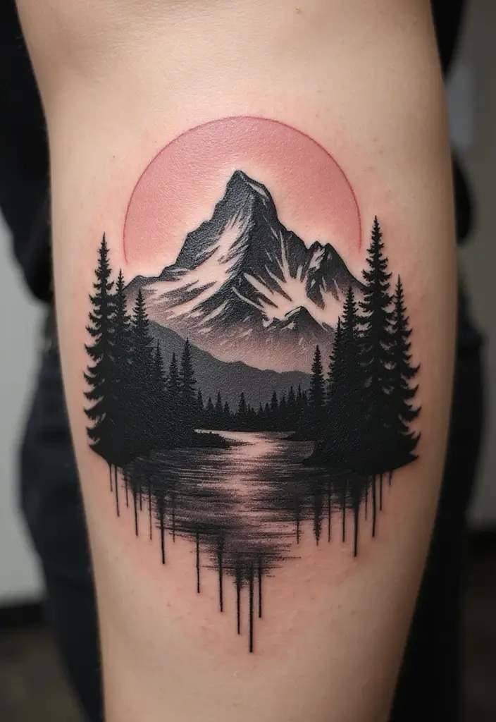 30 Mountain Tattoos for Men That Capture Adventure Spirit - 6. Bold Black Ink
