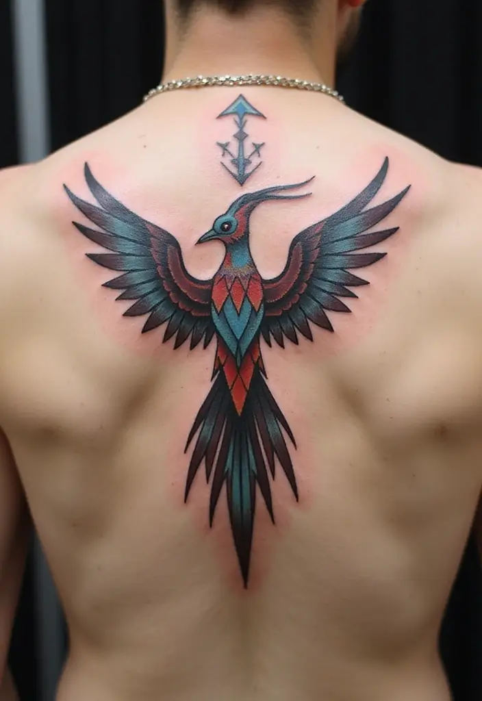 30 Rise of the Phoenix Tattoos That Symbolize Rebirth - 6. Geometric Phoenix Tattoo
