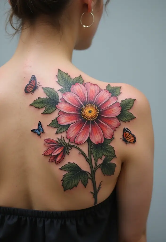 30 September Birth Flower Tattoo Ideas with Meaning - 6. Aster in Blossoms