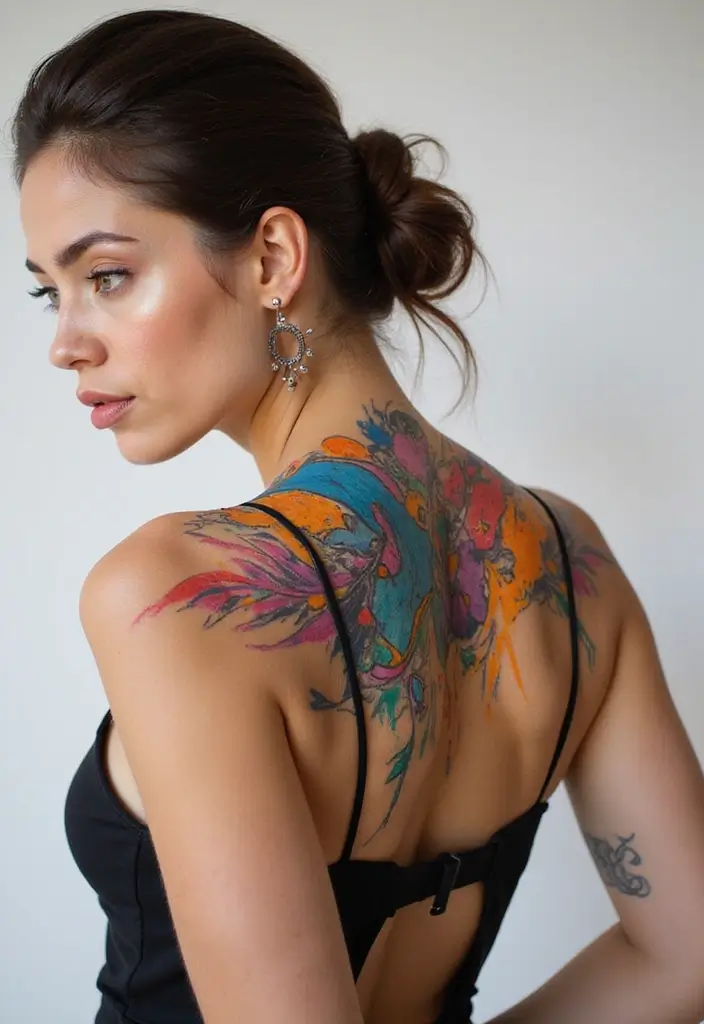30 Shoulder and Back Tattoos for Women That Look Stunning - 6. Abstract Art