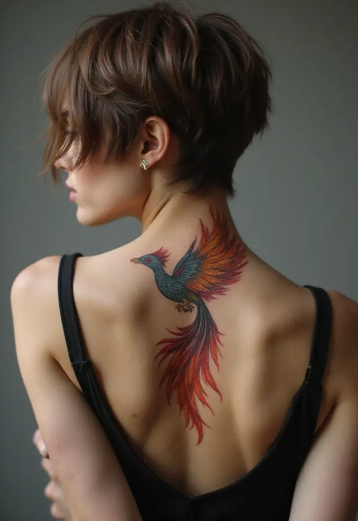 30 Spiritual Neck Tattoos with Deep Symbolism - 6. The Phoenix