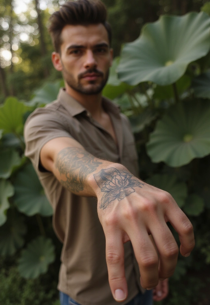 30 Symbol Hand Tattoos for Men That Speak Volumes - 6. The Lotus Flower