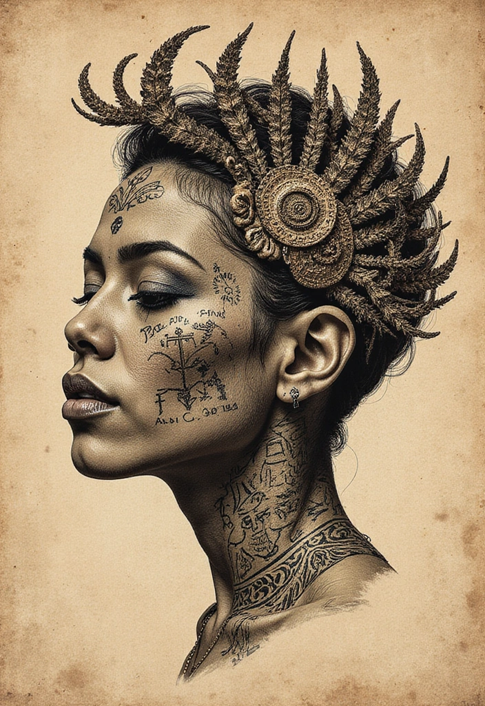 30 Bold Tattoo Head Designs That Stand Out - 6. Cultural Symbols
