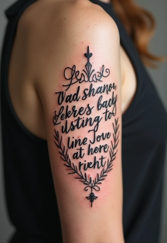30 Upper Arm Tattoo Ideas for Bold Placement Choices - 6. Inspirational Quotes