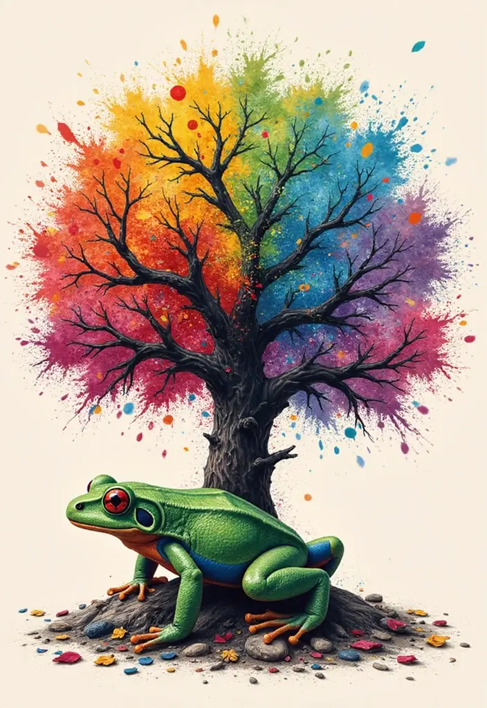 30 Tree Frog Tattoos with Playful and Unique Vibes - 6. Color Splash Tree Frog