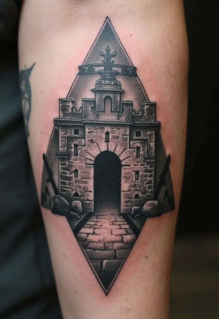 30 Triangle Tattoos for Guys That Carry Symbolic Meaning - 6. The Stronghold Triangle