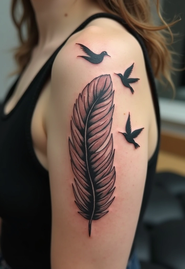 30 Unbreakable Bond Tattoo Inspirations Full of Emotion - 6. Feather and Bird Designs