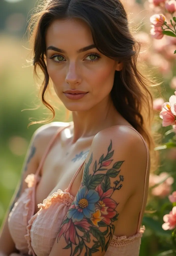 30 Women’s Feminine Arm Tattoos That Look Stylish - 6. Flowing Watercolor Blooms