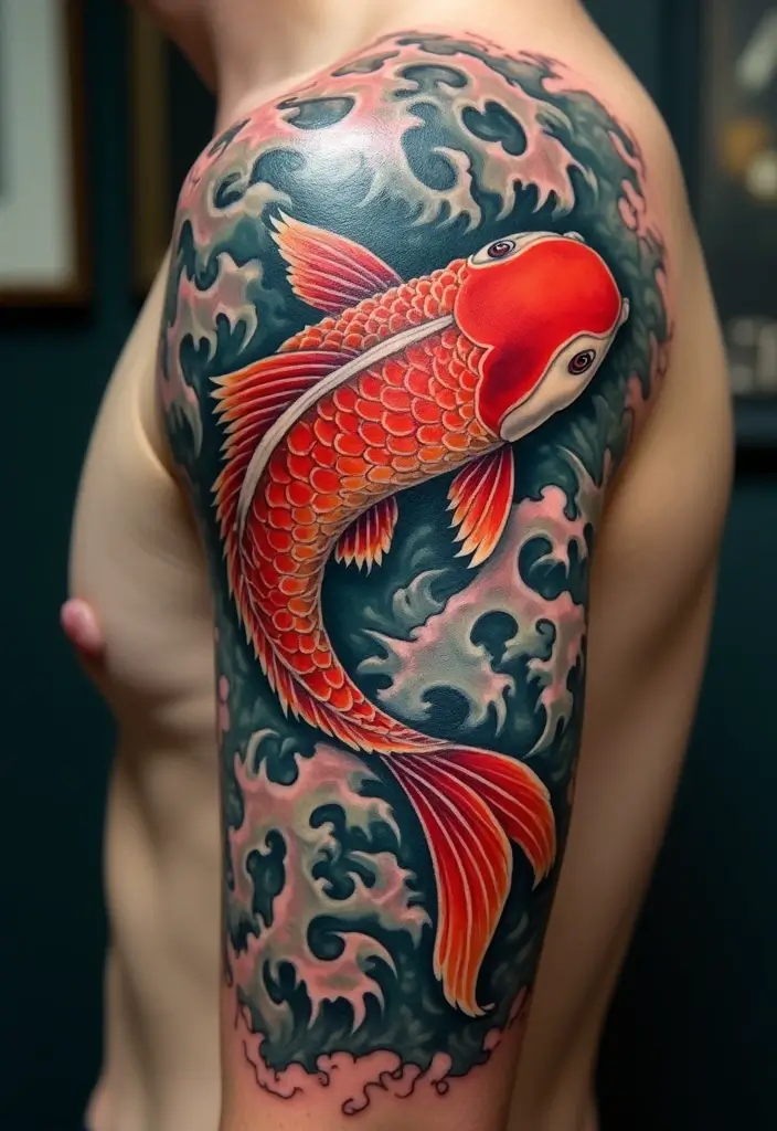 30 Yakuza Tattoo Name Inspirations and Their Meanings - 6. 鯉 (Koi) - The Koi Fish
