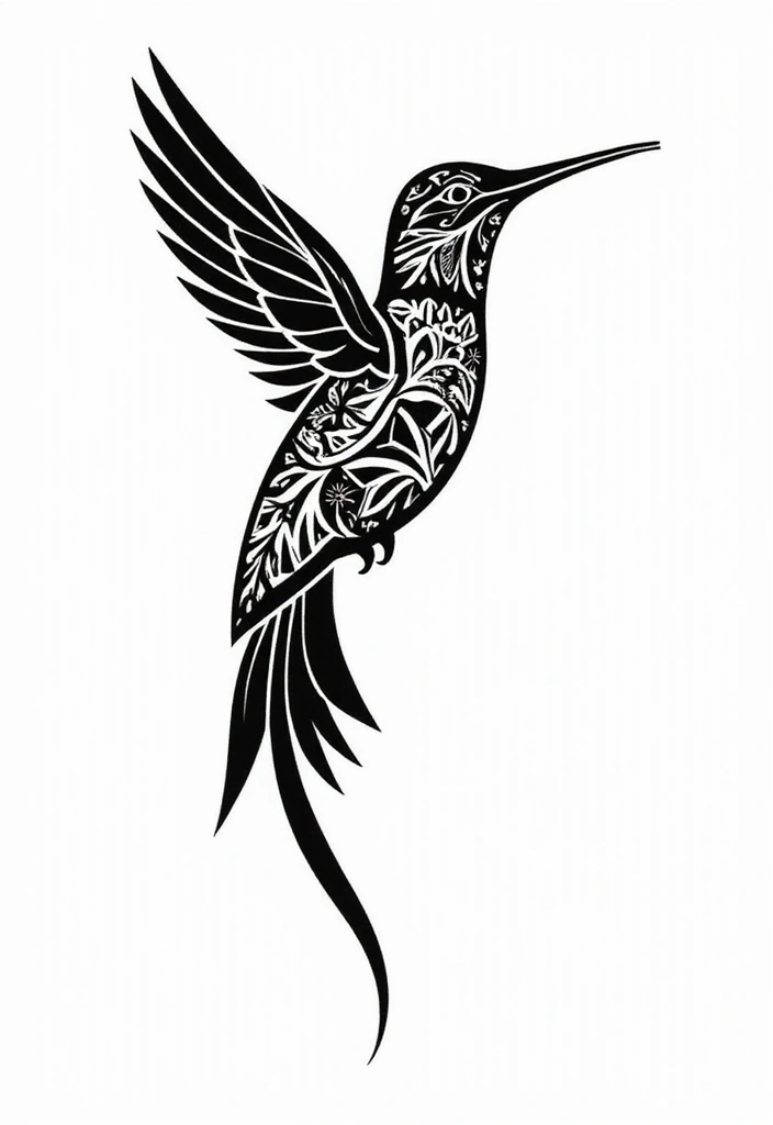 30 3D Hummingbird Tattoos That Feel Lifelike - 7. Tribal Influence
