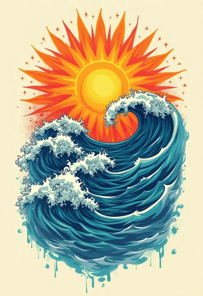 30 Beach Tattoos for Guys with Laid-Back and Cool Vibes - 7. Beach Waves and Sun