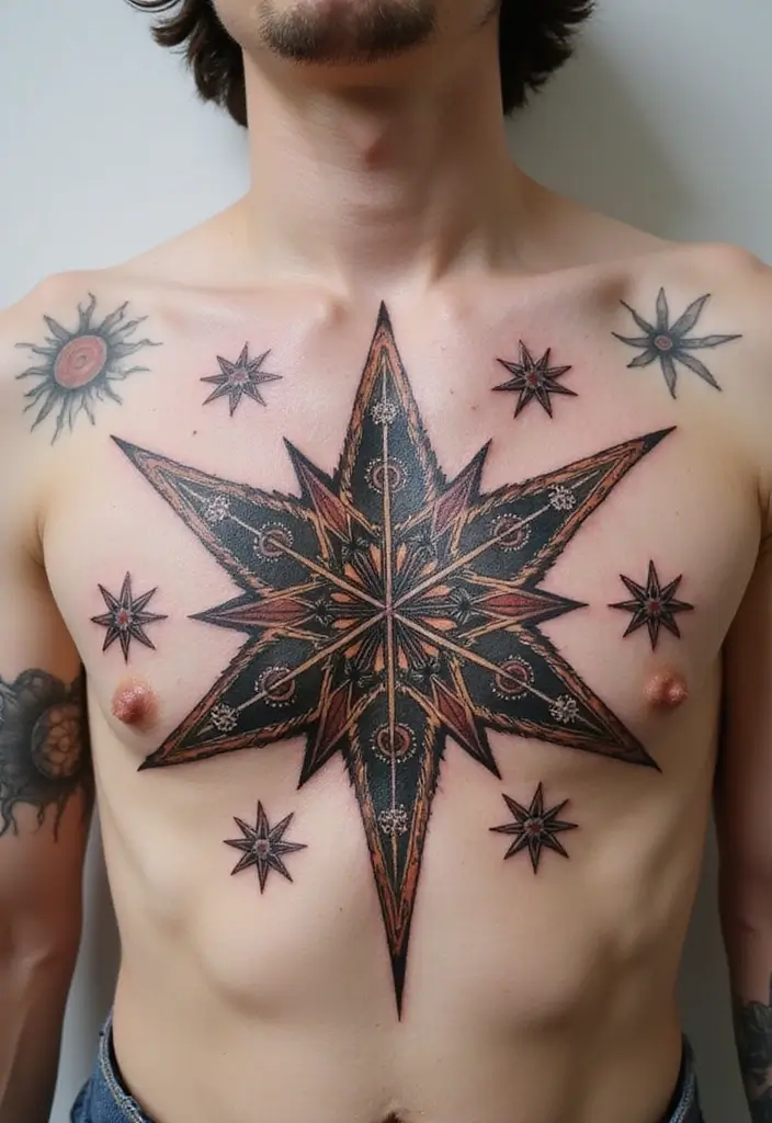 30 Celestial Star Tattoo Inspirations Full of Magic - 7. Biomechanical Stars