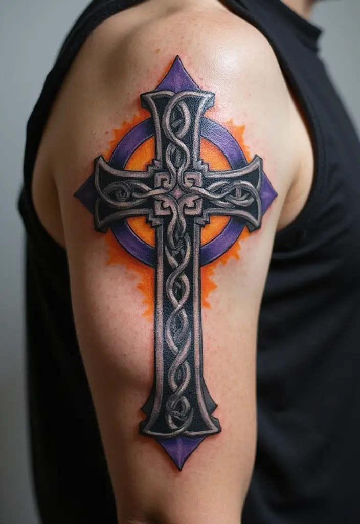 30 Celtic Cross Tattoos with Deep Spiritual Significance - 7. 3D Effect Celtic Cross