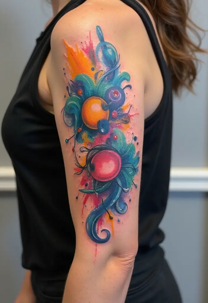 30 Colorful Arm Tattoos That Pop with Style - 7. Artistic Abstracts