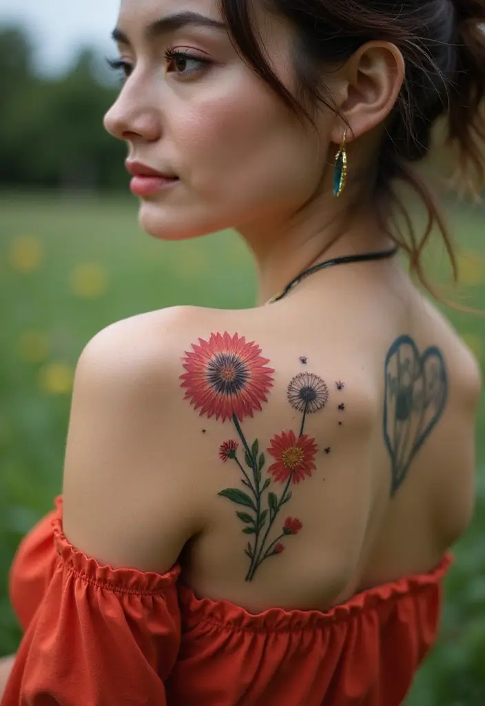 30 Dandelion Tattoo on Shoulder Ideas That Inspire Freedom - 7. Dandelion with a Heart