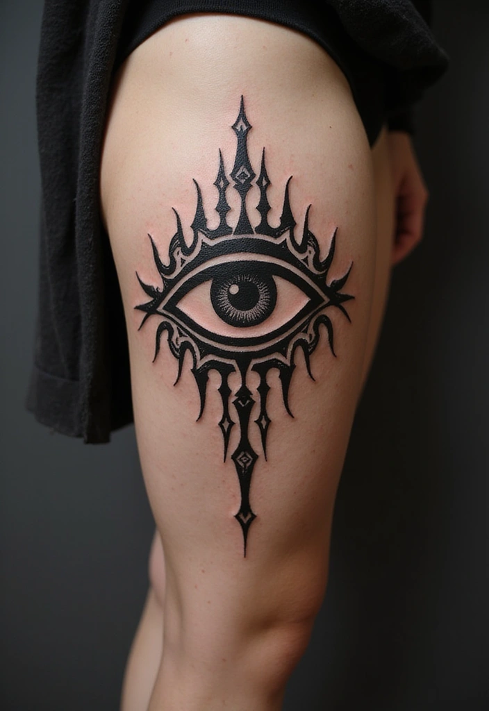 30 Evil Eye Tattoo Designs for Protection and Style - 7. Tribal Influence