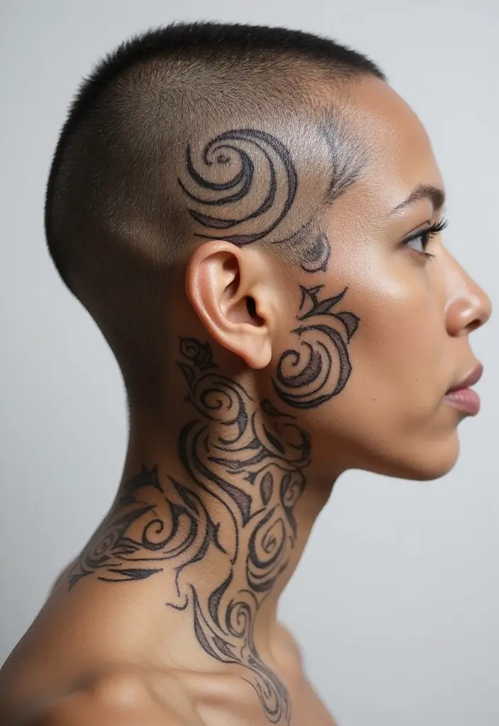 30 Geometric Head Tattoo Ideas for Bold Expression - 7. Spiral Designs