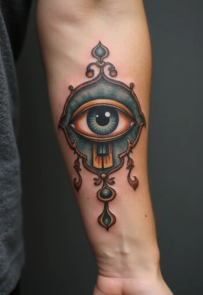 30 Greek Eye Tattoo Meaning and Stunning Design Ideas - 7. Vintage Greek Eye Tattoos