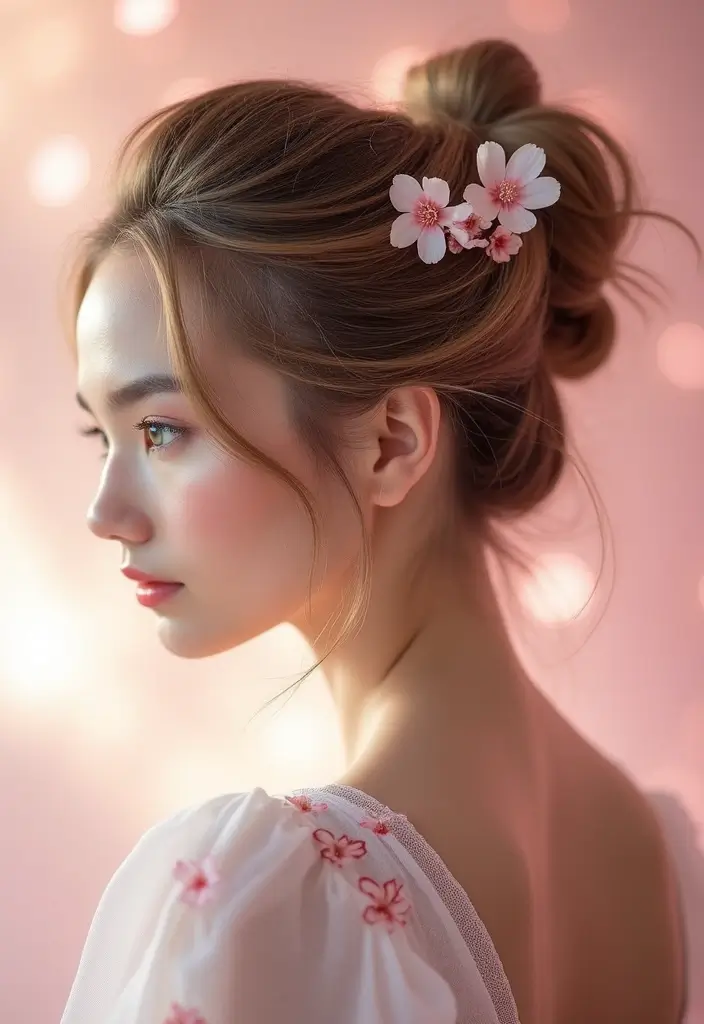 30 Creative Hair Tattoos for Ladies That Stand Out - 7. Charming Cherry Blossoms