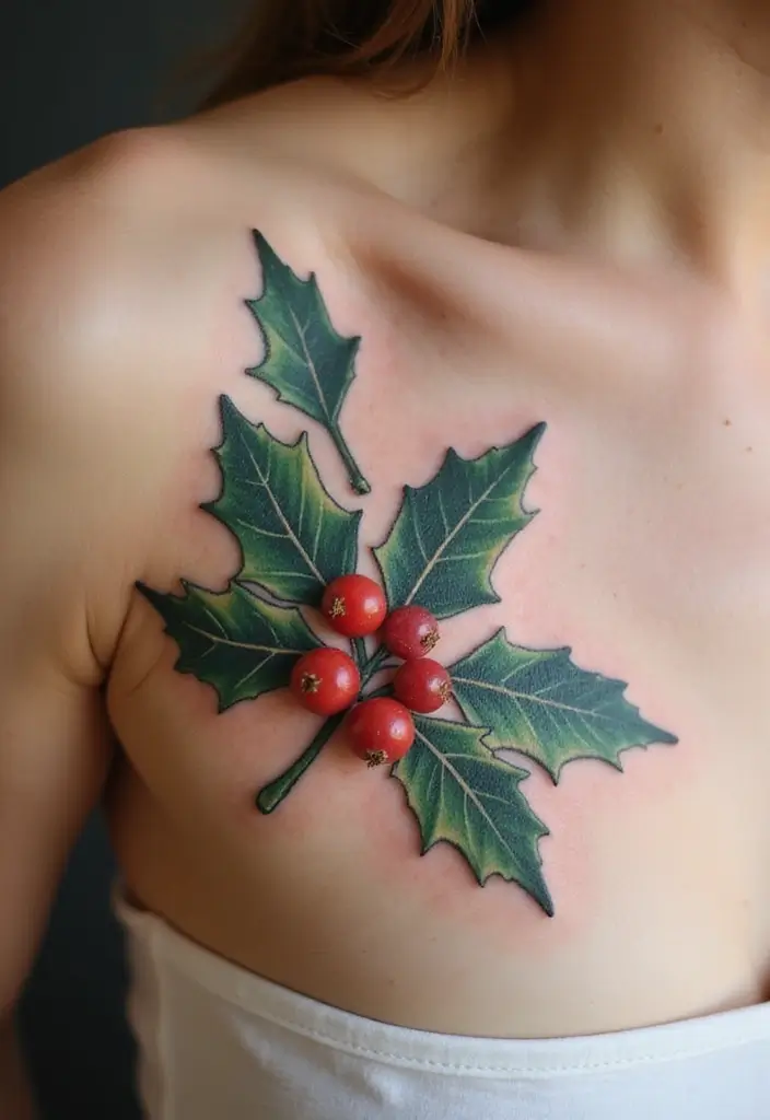 30 Holly Tattoo Meaning and Creative Design Ideas - 7. Holly Tattoo as a Family Symbol