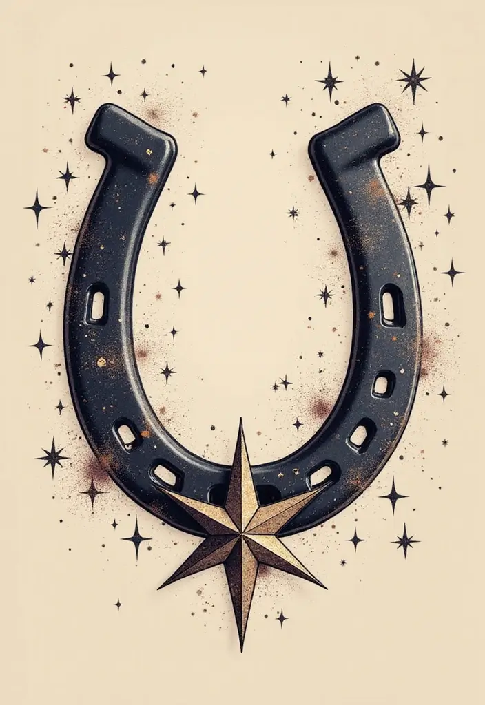 30 Horse and Horseshoe Tattoos for Luck and Freedom - 7. Horseshoe with Stars