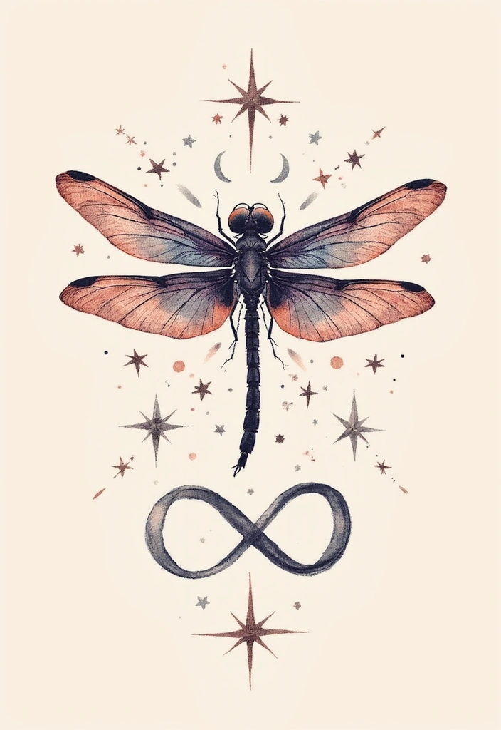 30 Infinity Dragonfly Tattoo Designs with Meaning - 7. Spiritual Watercolor Dragonfly