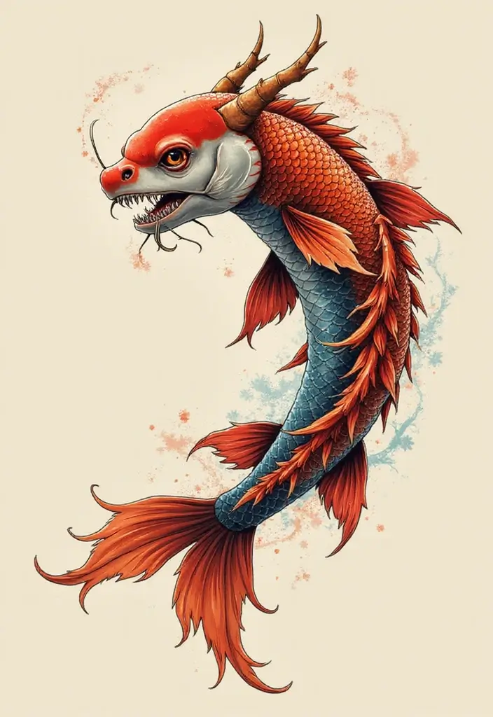 30 Japanese Dragon Tattoos That Showcase Power and Elegance - 7. The Koi and Dragon: Transformation and Victory