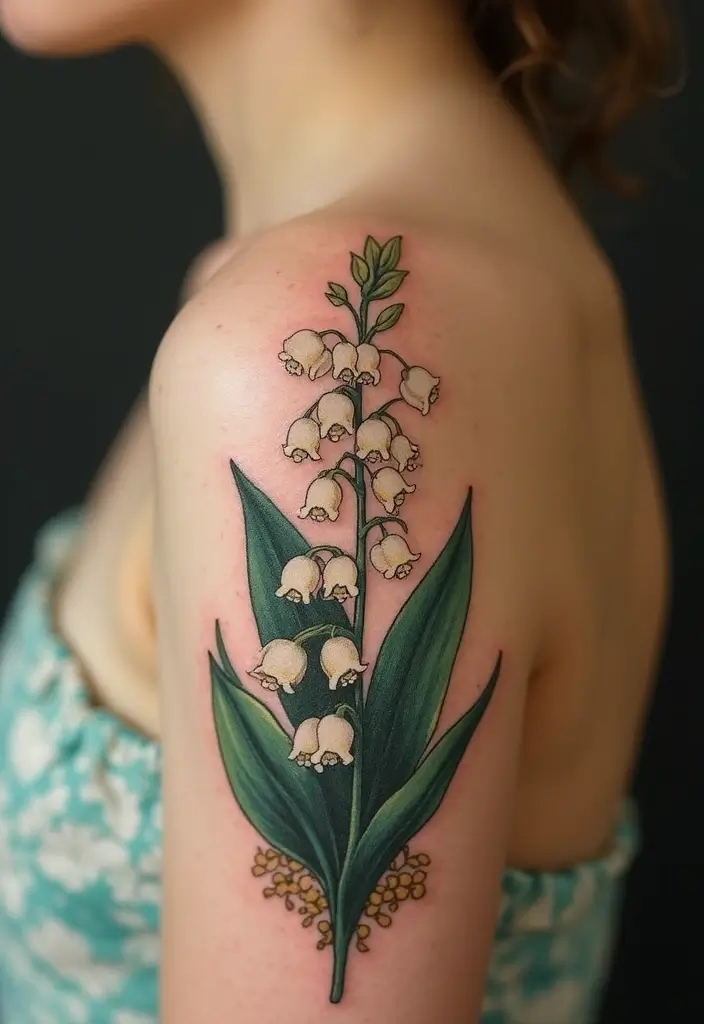 30 Lily of the Valley Tattoo Meaning and Design Ideas - 7. The Vintage Charm