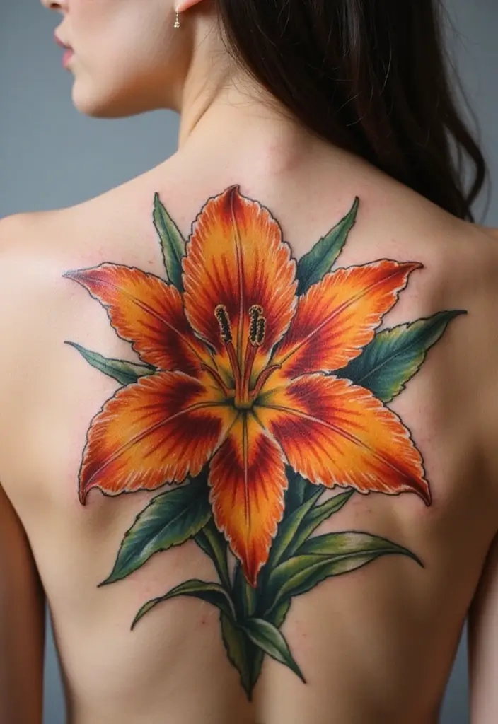 30 Lily Tattoos for Men That Balance Strength and Elegance - 7. Bold Colored Lily