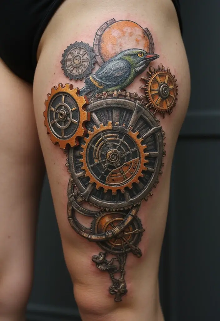 30 Futuristic Mech Tattoo Inspirations for Sci-Fi Fans - 7. Steampunk Mech Tattoo