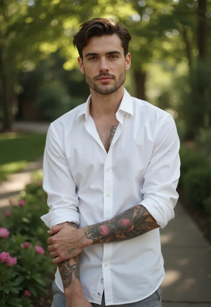 30 Mens Flower Sleeve Tattoo Ideas with Bold Florals - 7. Peonies for Romance
