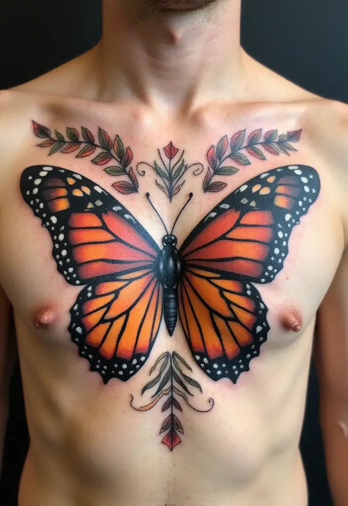 30 Monarch Butterfly Tattoo Designs with Deep Symbolism - 7. Colorful Monarch with Tribal Patterns