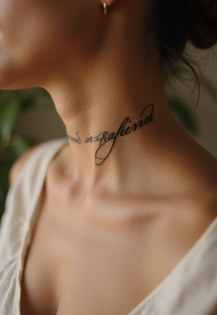 30 Neck Tattoo Fonts That Stand Out - 7. Handwritten Script